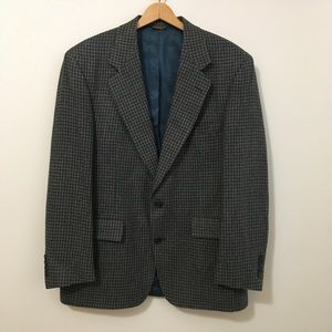 Mens Vintage Wool Sports Coat / Blazer, Pegues Place, Teel / Black, 40R